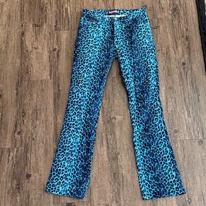 Y2K Blue Cheetah Print Bubblegum Pants